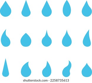 A vector collection of water droplet shapes