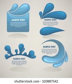 vector collection of water drops, stickers and frames for your text