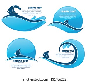 vector collection of water stickers, frames and symbols for your text