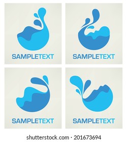vector collection of water stickers, icons and symbols in flat style