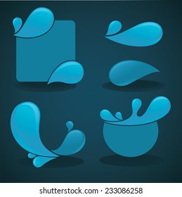 vector collection of water stickers and symbols for your text on dark background