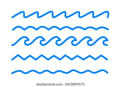 colección vectorial de iconos de olas de agua con diseño sencillo