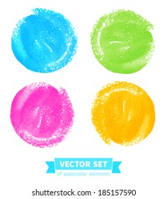 Vector collection of watercolor elements. Hand-drawn texture set