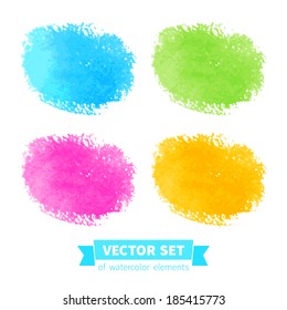 Vector collection of watercolor elements. Hand-drawn texture set