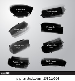 Vector collection watercolor paint brushes. Artistic strokes.