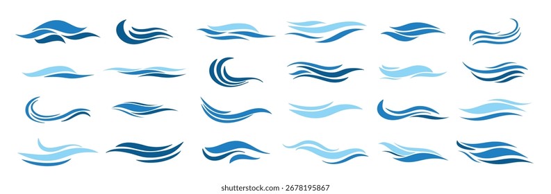 Coleção vetorial de ondas. Abstrato formulários de água para a criação de logotipos, apresentações, modelos.