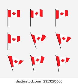 Vector collection of wavy Canada flags