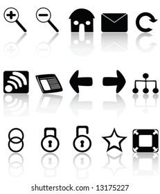 Vector collection of web icons, with Web 2.0 surface reflection