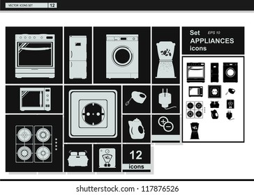 Vector collection web icons.  Appliances and Kitchenware