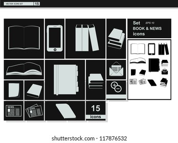 Vector collection web icons.  Book and newspaper