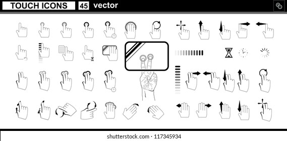 Vector collection web icons. Hand touchscreen interface