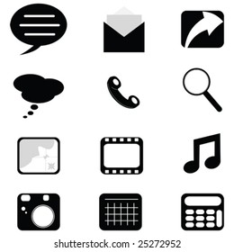 Vector collection of web or phone black and white communication icons