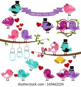 Vector Collection of Wedding and Love Themed Birds