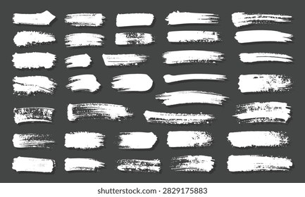 Vector Collection of White Grunge Brush Strokes