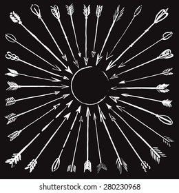 Vector collection white hand-drawn arrows