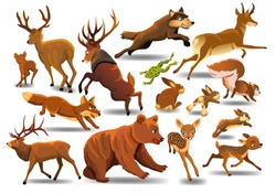 Vector Collection Of Wild Animals Running