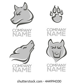 vector collection of wild wolf images logo, symbols and icons