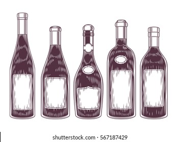 Vector collection of wine bottles