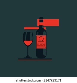 Vektor-Sammlung von Wein und Brille in meinem Stil ist sehr schön und geeignet für die Verwendung als UI, Poster und andere.
