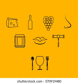 Vector collection of wine icons.  Template for logo design business card and banner