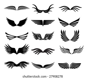 Vector collection of wings for design