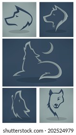 vector collection of wolf images