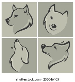 vector collection of wolf images and icons