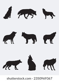 Vector Collection of wolf Silhouettes