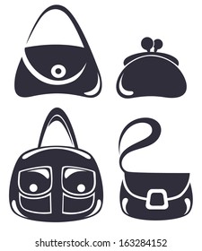 vector collection of woman's accessories, bags and purse