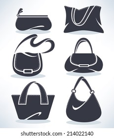 vector collection of woman's accessories, bags and purses