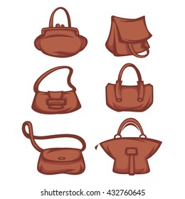 vector collection of woman's accessories, bags and purse