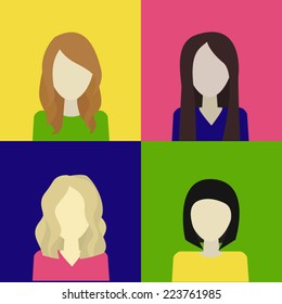 Vector collection of women avatars in flat style 