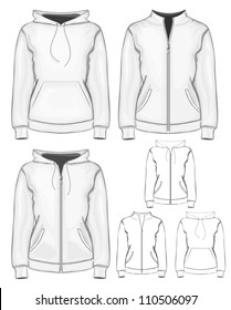 Vector collection of women's different sweatshirts