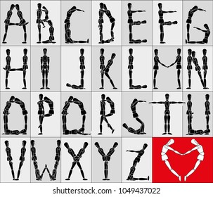 Vector collection of wooden model in ABC black