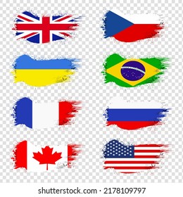 Vector collection of world flags, on transparent background.
