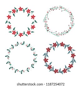 Vector collection of  wreaths isolated on background.
