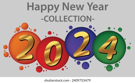 Vector collection the year 2024 isolated on a white background.