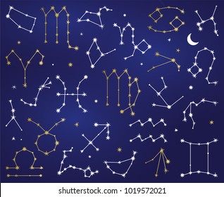 Vector Collection of Zodiac Sign Constellations