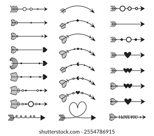 
Vector collections arrows. Wedding arrows set. Decorative elements