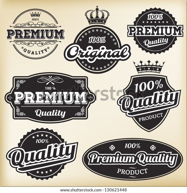 Vector Collections Black White Vintage Labels Stock Vector (Royalty