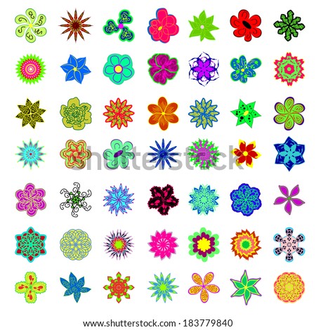 vector collections with colors flowers. Templates for your design. Multifunctional universal set of design elements