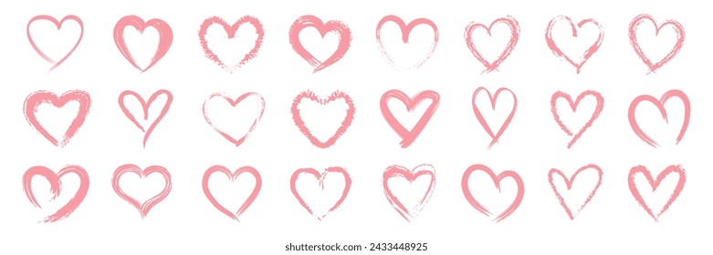 Vector collections of hand drawn grunge hearts Heart shape for love symbols	
