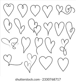  Vector collections Heart shape frame with brush. Heart hand drawn vector isolated Symbol of love. Valentine