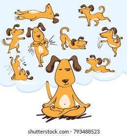 Vector colletion of yoga dogs