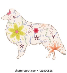 Vector Collie dog vintage