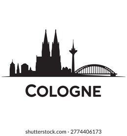 Vector Cologne skyline. Travel Cologne landmarks. Business and tourism concept for presentation, banner, website. Vector black silhouette. with white background
