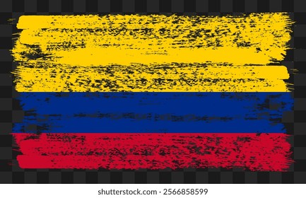 Vector Colombia flag in grunge style on transparent background