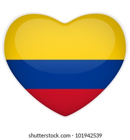 Vector - Colombia Flag Heart Glossy Button