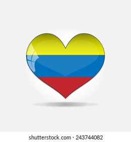Vector - Colombia Flag Heart Glossy Button