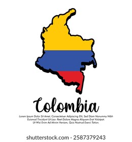 Vector Colombia flag or map banner Colombia flag with white background Vector illustration Colombia independence day banner design 